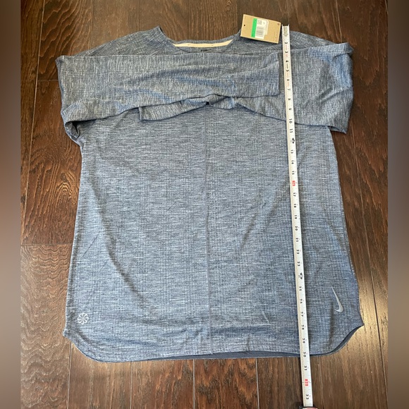 Nike Yoga Textured Sport Top Thunder Blue Soft Knit Long Sleeve Men Size X-Large - Picture 2 of 10